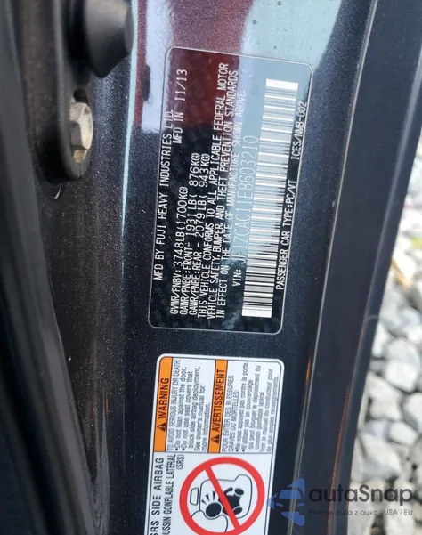 2014 Subaru Brz 2.0 Limited из США, поврежденный, VIN JF1ZCAC11E8603210